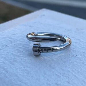 Silver Bangle Ring Juste un Clou White Gold Silver Ring Size 8 Womens